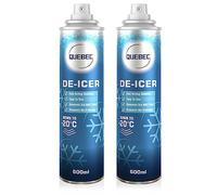 QUEBEC De-icer Spray 600ml For Car Windscreen - Fast Acting Melts Ice and Frost Quickly For Windows/Mirrors - Operates at -20°c and Prevents Re-Freezing (Pack of 2)
