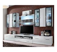 quebec high gloss entertainment unit in white with led