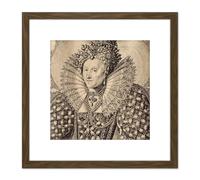 Queboorn Queen Elizabeth England Engraving 8X8 Inch Square Wooden Framed Wall Art Print Picture with Mount Artery8 Brown One Size