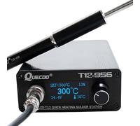QUECOO T12-956 Soldering Digital Station Electronic Soldering Iron OLED 1.3inch with Black M8 Handle and T12 Soldering Iron Tips(T12-956 Kit I)