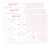QUEEJOY 3Pcs Microblading Practice Skin for Lips, Double-Sided Permanent Makeup Fake Skin, Reusable Silicone Training Pad Sheet for Lip Practice, Soft Lip Practice Skin (White Pad with Pink Lips)