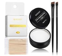 QUEEJOY White Brow Mapping Kit, Brow String with White Brow Paste for Brow and Lip, 2pcs Eyebrow Brushes and 50pcs Cotton Swabs, DIY Brow Lip Design at Home and Salon