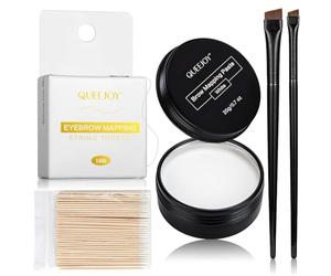 QUEEJOY White Brow Mapping Kit, Brow String with White Brow Paste for Brow and Lip, 2pcs Eyebrow Brushes and 50pcs Cotton Swabs, DIY Brow Lip Design at Home and Salon