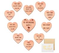 Queekay 10 Reasons Why I Love You Hearts Wooden Set Romantic Love You Gifts for Her Him Elegant Bow Gift Boxes Card for Valentines Wedding Anniversary Birthday Favor