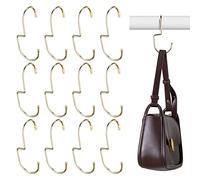 Queekay 12 Pcs Purse Hooks for Closet Bag Organize Metal Hanger for Handbags Space Saving Backpack Storage Hanging with Twisted Design(Champagne Gold)