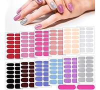 Queekay 12 Sheets Solid Color Nail Stickers Glitter Self Adhesive Manicure Full Nail Polish Strips DIY Color for Women(Pastel Color)
