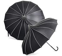 Queekay 2 Pcs Gothic Pagoda Umbrella 36" Large Retro Parasol for Rain or Sun, Wedding Umbrella, Vampire & Gothic Lover Gifts, Black, L, classic