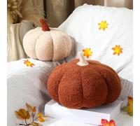 Queekay 2 Pcs Pumpkin Pillow 11 x 7 Inch and 7.87 x 5 Inch Fall Decorations for Home 3D Halloween Pumpkin Throw Pillows Cushion for Autumn Thanksgiving Home Sofa Bedroom Decor(White,Brown)