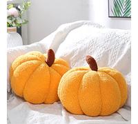 Queekay 2 Pcs Pumpkin Throw Pillow Cushion 11 x 9.5 Inch Fall Decor Halloween Simulated Pumpkin Sofa Throw Pillow for Autumn Thanksgiving Car Bedroom Home Couch Sofa Decorations(Ginger)