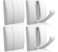 Queekay 4 Pcs Folding Hideaway Coat Hooks Heavy Duty Wall Towel Hooks for Bathrooms Retractable Coat Space Aluminum Wall Hanging Holder for Closet Scarf Hat Robe Key Purse Bag (White)