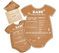 Queekay 50 Pcs Baby Prediction Cards for Baby Shower Games Advice Wishes Card with Wood Keepsake Box for Parents to Be Gender Neutral Guessing Activities Party Decorations