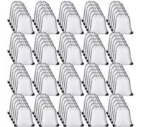 Queekay Drawstring Backpack Pack Bulk Drawstring Bags Draw String Bags Nylon Cinch Backpack for Team Building Homeless Church, White, about 42 cm
