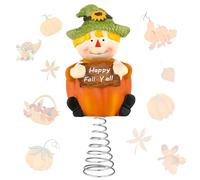Queekay Fall Thanksgiving Scarecrow Pumpkin Decor Happy Fall Y'all Scarecow Miniature Tree Topper Thanksgiving Day 4 Inches Mini Tree Topper Fall Home Decor Fall Harvest Party Favor Kitchen Tabletop