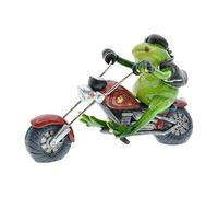 Queemie® Born to Ride Biker Frog with Bandanna Resin Statues, Smoking Cigar Riding on Red Chopper Motorcycle Bike Crazy Toads Frogs Collectible Figurines