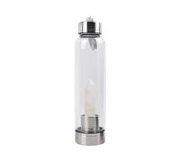 Queemie Clear Quartz Crystal Water Bottle Stainless Steel Glass White Gemstone Obelisk Wand Energy Cup Sports Cup Natural Wellness Healing 550ml
