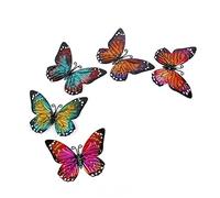 Queemie® Colorful 3D Metal Butterfly Wall Sculptures Art Decor, Hanging Double Wings Butterflies Garden Yard Animals Statues for Indoor Outside Lawn Backyard Fence Ornaments Gardening Gifts, 5pcs