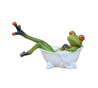 Queemie Creative Resin Frog Figures, Funny Mascot Frog in the Bathtub Craft Sculptures Statues for Home Office Desk Table Top Bathroom Decorations Gifts