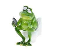 Queemie® Funny Frog Sitting on Toilet Figurine, Thinker Froggy Sculpture Statue, Personalized Animals Mascot Frogs Resin Crafts Collectible Figurines for Home Office Bathroom Garden Decoration