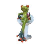 Queemie Novelty Funny Frog Ornament Holding Wine Cup Resin Figurines, Sitting Drinking Relaxing Sculptures Statues for Creative Home Office Desk Decor Gifts