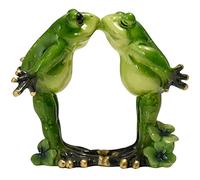 Queemie Romantic Kissing Frog Couple Figurine Resin Frogs Model Statue Funny Creative Green Frogs Collectible Figurines for Xmas Birthday Valentine's Day Gifts