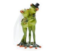 Queemie Romantic Wedding Dress Lovers Frogs Resin Sculpture Statue, Creative Get Married Couple Froggy Mascot Crafts Collectible Figurines for Home Office Decoration Gifts