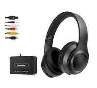 Queemie Wireless ANC TV Headphones for Seniors - Active Noise Cancelling, Foldable Bluetooth 5.3 Over-Ear TV Headset with 5-in-1 Transmitter (Optical/Coaxial/USB/RCA/AUX), Hi-Fi Sound, 35H Playtime