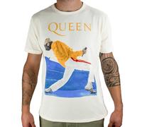 Queen Amplified Collection - Freddie Mercury Triangle Men T-Shirt Off White L, 100% Cotton, Regular