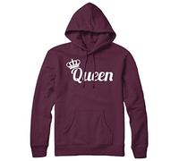 Queen and Crown Mens Womens Ladies Unisex Funny Slogan Hoodie -Medium -Maroon