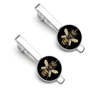 Queen And Cute Bees 1 Pair Men's Tie Clips Lightweight Necktie Tie Bars for Business Wedding Suit