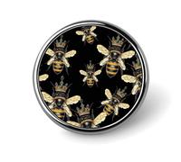 Queen And Cute Bees Lapel Pin Metal Trendy Round Badge
