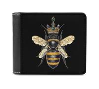 Queen and Cute Bees Slim Leather Men's Wallets with 6 Card Holders Minimalist Billfold Travel Purse