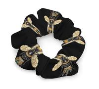 Queen And Cute Bees Women Scrunchies for Ponytail Holders Soft Satin Elastic Hair Ties for All Hair Types