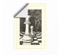 Queen and Pawn Vintage Unframed Wall Art Print A2 (59.4×42cm), Wall Decor for Living Room, Bedroom, Office & Home, Art Gift