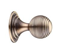 Queen Anne Ringed Knob - 25mm Rose Dia - Florentine Bronze