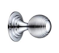 Queen Anne Ringed Knob - 32mm Rose Dia - Polished Chrome