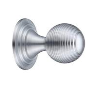 Queen Anne Ringed Knob - 32mm Rose Dia - Satin Chrome