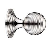 Queen Anne Ringed Knob - 38mm Rose Dia - Polished Nickel