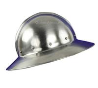 Queen Armour Medieval Kettle Hat Helmet 13th Century with Leather Liner Viking Helmet Knight Helmet Spartan Helmet Medieval Armor Cosplay Helmet Silver