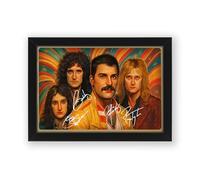 Queen Band Retro Styled Signed Poster Print - Limited Edition Autograph Fan Gift - Collectible Memorabilia Wall Art Merchandise (Framed A3 (30x40cm))
