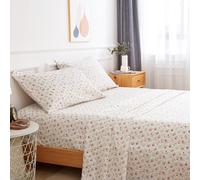 Queen Bed Sheet Set 4PC Printed Red Cute Flower Sheet Pattern Cooling Brushed Microfiber 17" Deep Pocket Floral Sheets Set Luxury, Soft, Breathable, Hypoallergenic, Wrinkle Free Double Bedding