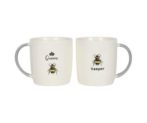 Queen Bee and Bee Keeper Coffee Tea Mug Set White