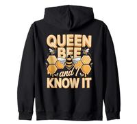Queen Bee And I Know It Funny Bee Quote Zip Hoodie