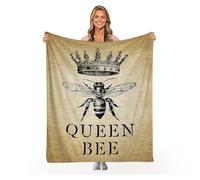 Queen Bee Blanket, Bee Decor Throw Blanket, Bee Gifts for Girl Boy Flannel Fleece Ultra-Soft Micro Lightweight Cozy Comfort for Bedroom Couch Sofa Adults Kids All Seasons 50"x40"