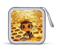 Queen Bee Cute CD Case Holder Portable 40 Capacity DVD Wallet Storage Organizer for Car Travel