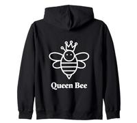 Queen Bee Cute Line Art Nature Theme Graphic Design Zip Hoodie