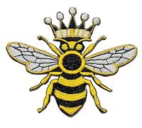 Queen Bee Embroidered Iron On Patch Crowned Bee Applique for Jackets Hats Backpacks & DIY Crafts Accessory Decorative Repair Patches.