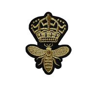 Queen Bee Embroidery Patch Iron on or Sew on Embroidered Motif Royal Crown Transfer Royalty Applique