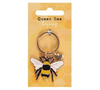 Queen Bee Enamel Keyring With Heart Charm - Perfect Gift & Key Organizer