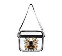 Queen Bee Flowers Women's Clear Crossbody Bag Fashion Purses Small Shoulder Handbags, Stadium Approved