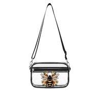 Queen Bee Flowers Women's Clear Crossbody Bag Fashion Purses Small Shoulder Handbags, Stadium Approved